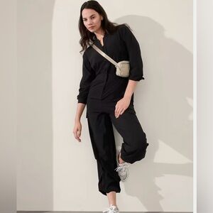 NWT Athleta Brooklyn Black Long Sleeve Straight Leg Utility Jumpsuit, size 8